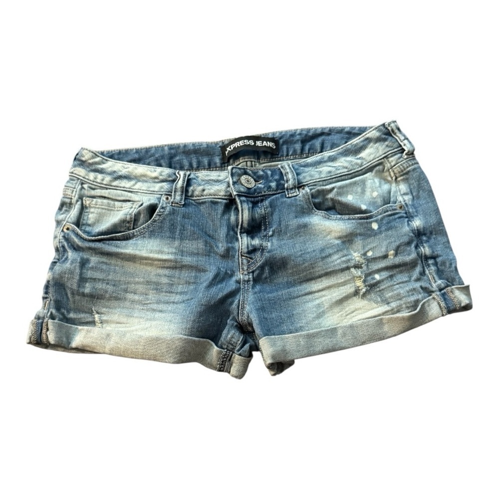 Express Distressed Blue Jean Shorts